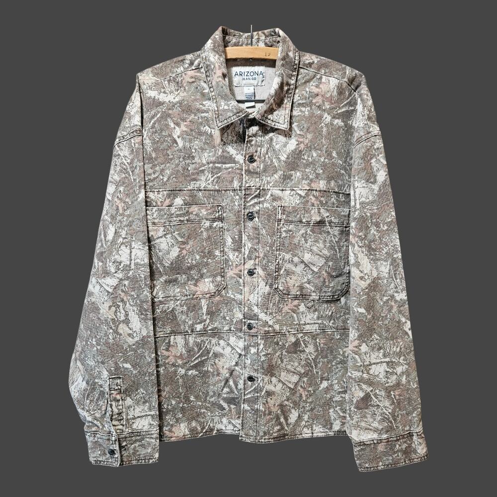 Arizona Jean Co Denim Shirt Jacket Forest Camo Size XL New Without Tags